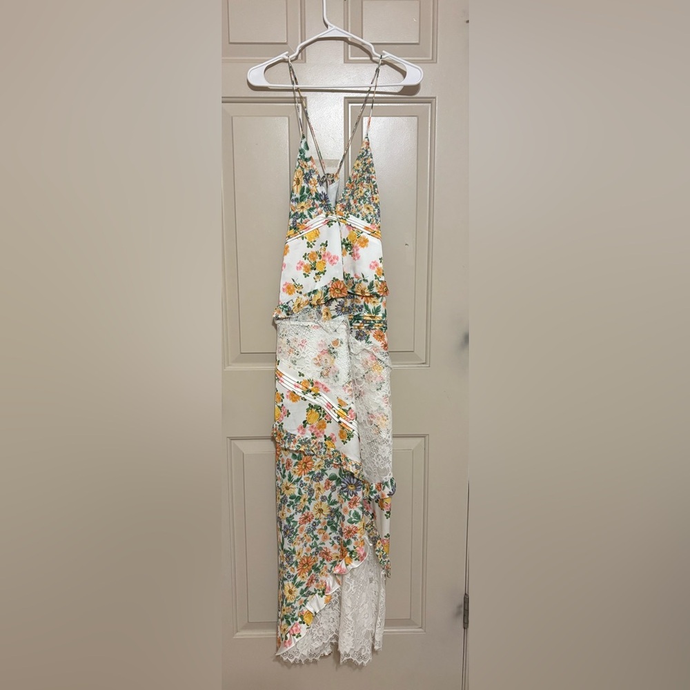 For Love And Lemons Floral Dress with Lace Trim